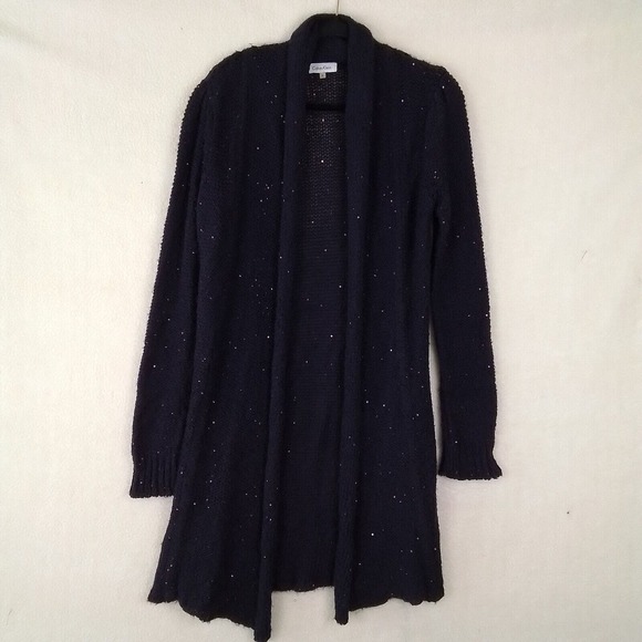 Calvin Klein Chunky‎ Knit Open Front Cardigan Sweater Size Small in Purple - Picture 1 of 9